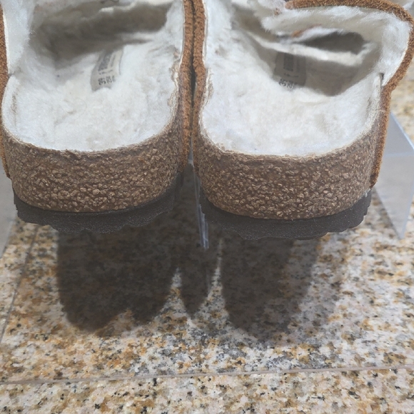 Birkenstock Arizona Sherpa Tan Suede Women's Sandals - Picture 5 of 7